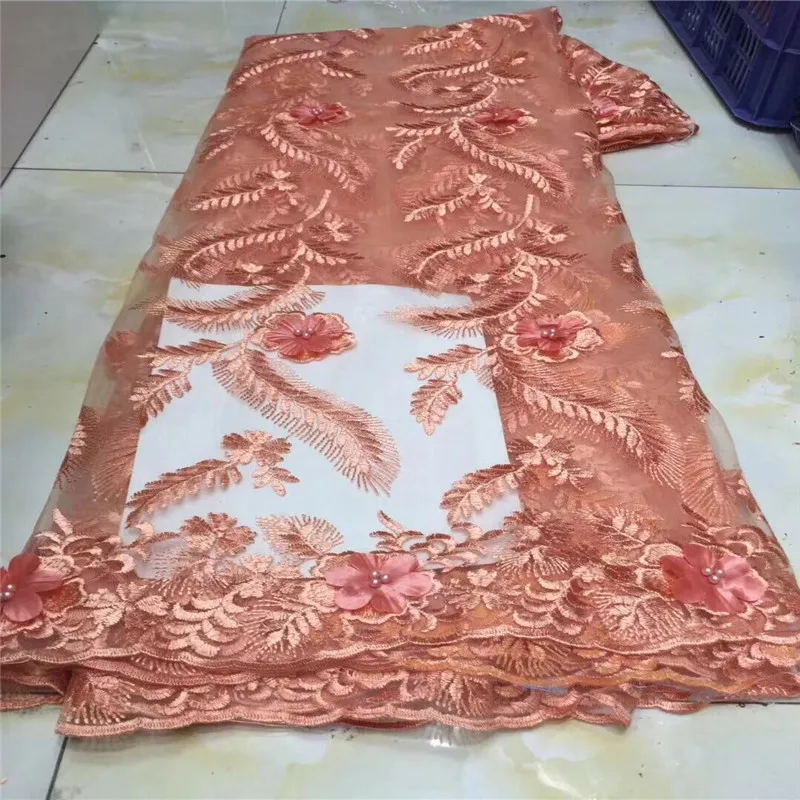 Бусины лучшего качества африканская чистая кружевная ткань высокого 3D Цветочная