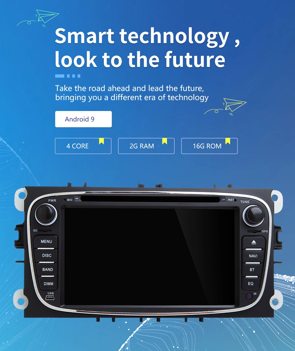 2 din Android 9 автомобильный радиоприемник для Ford Focus 2 3 mk2 Kuga Mondeo 4 Fiesta Transit подключение S-C MAX Мультимедиа gps навигационный блок