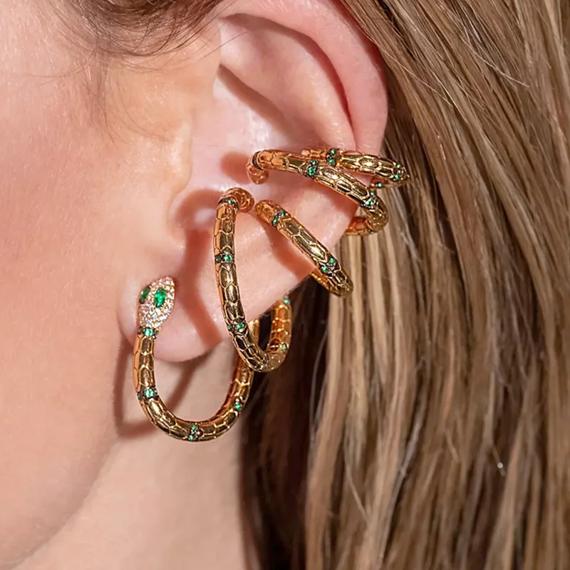 

Mysterious serpentine winding earrings design sense Ear bone clip earrings integrated guardian spirit snake single