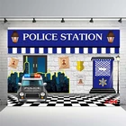 Фон для фотосъемки полицейский участок для вечеринки полицейский автомобиль городская ночная охрана черно-белая сетка напольная декорация тема для полиции