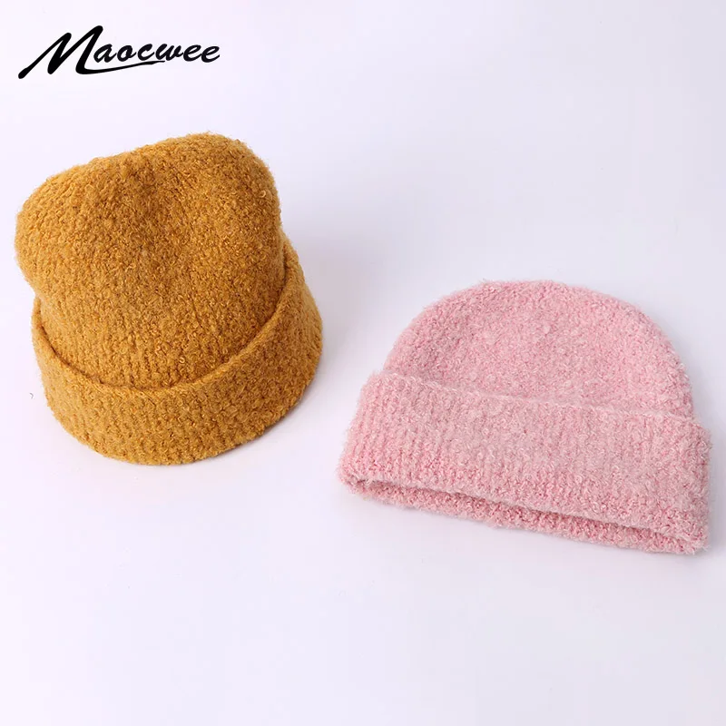 

Women Hat Beanie Cap Crochet Knitted Wool Girls caps Autumn And Winter Skullcap Casual Unisex Solid Color Keep Warm Elastic