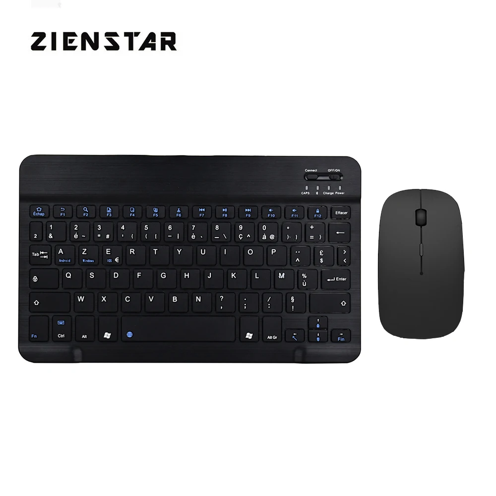 Zienstar тонкий 10 "AZERTY французский беспроводной Bluetooth клавиатура для IPAD Ноутбук