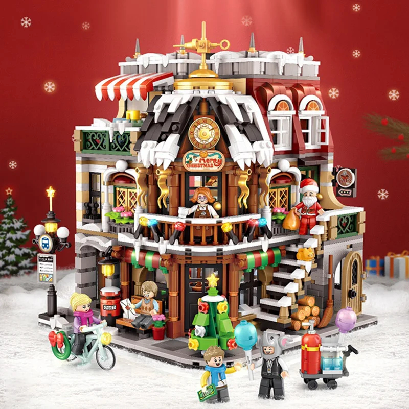 

2506PCS LOZ Mini Blocks Christmas Coffee House Shop Three-floors Santa Claus Tree Bricks Toys for Kids Adults Xmas Gift LOZ1054
