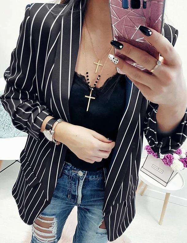 2019 женский новый модный блейзер с длинным рукавом тонкие блейзеры для женщин