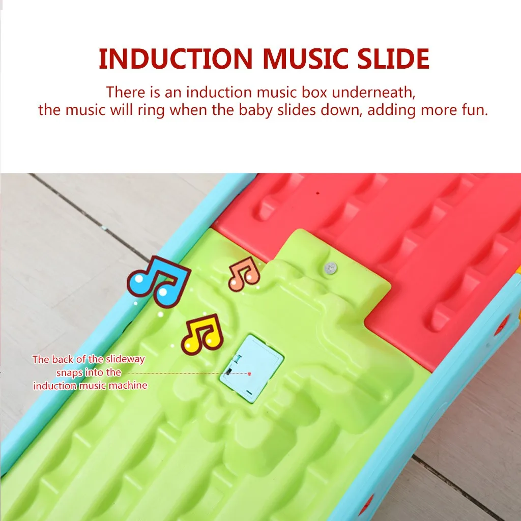 

7-IN-1 Children's Sliding Board Seesaw Home Kids Playground Plastic Slide Basketball Toy Set Indoor Kindergarten Swing for Child