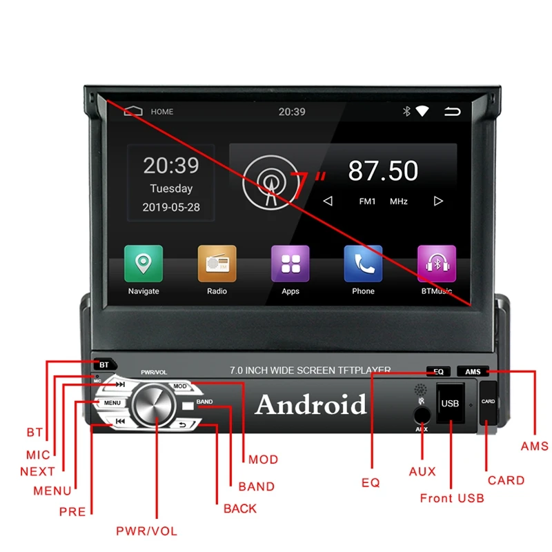 Android 9 0 Автомобиль Радио Стерео 7 дюймов емкостный сенсорный экран Пресс Sn Высокое