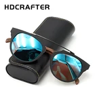 Солнцезащитные очки HDCRAFTER, винтажные Поляризационные солнечные очки кошачий глаз с деревянными дужками, степень защиты UV400, для мужчин и женщин