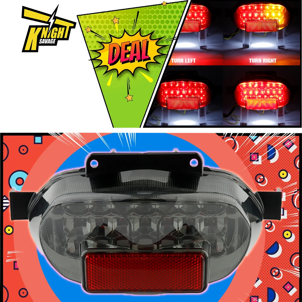 

Moto Integrated LED Tail Light Turn Signals Blinker For SUZUKI GSX-R GSXR 600 750 1000 Softail Brake Lamp Motorcycle Accessories