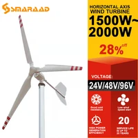 1500w 2000w 48v 96v 3 blades horizontal wind turbine generator windmill with free mppt charger controller and off grid inverter