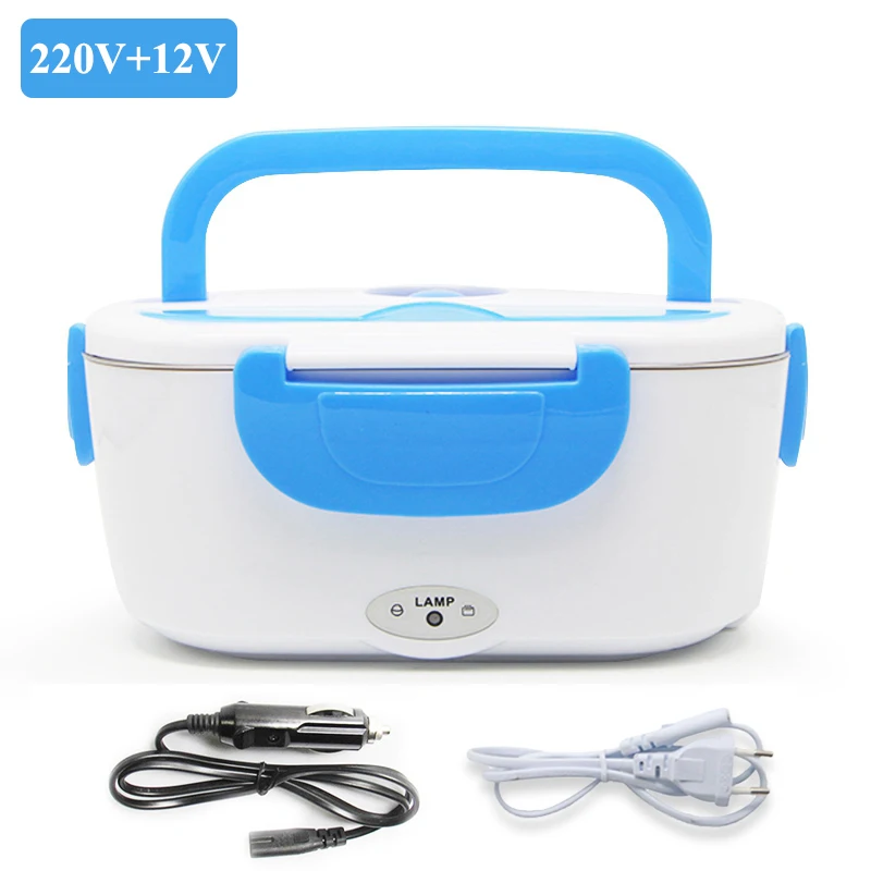 TenBroman 12V 24V 220V Portable Plastic Home and Car Electric Heated Stainless Steel Lunch Box for Kids Food Containers Warmer