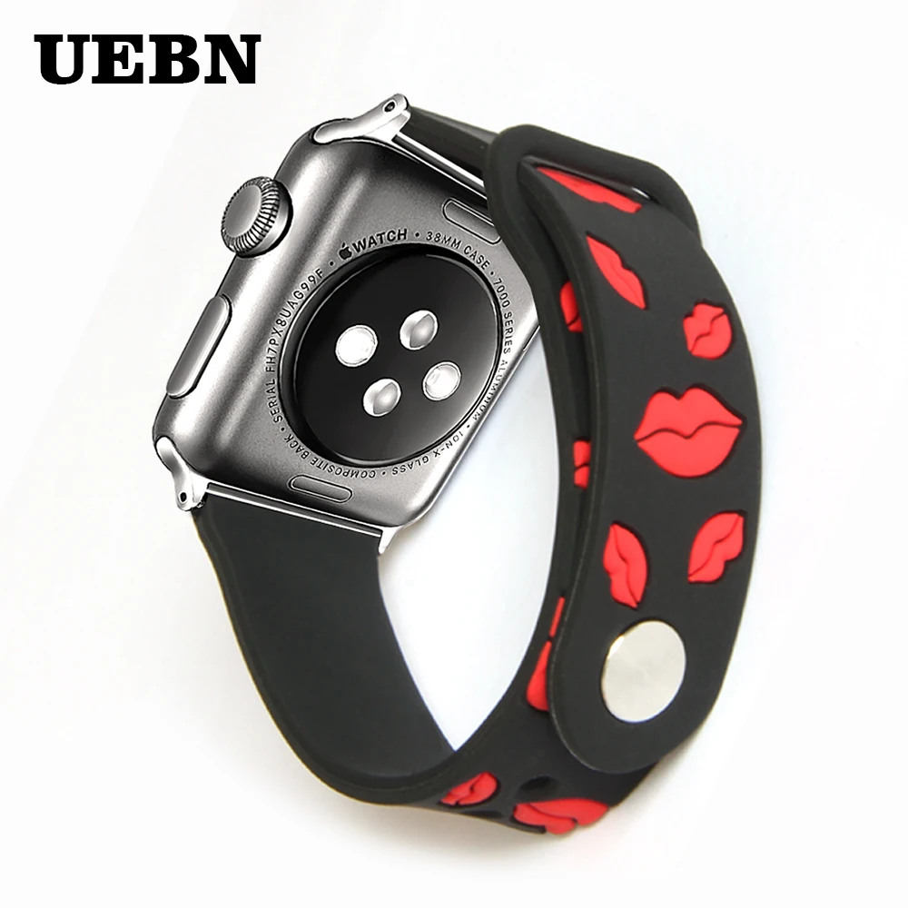 UEBN силиконовый ремешок для Apple Watch 4 44 мм 40 мм ремешок для Apple watch series 4 3 2 кролик мультфильм Микки Ремешок Браслет