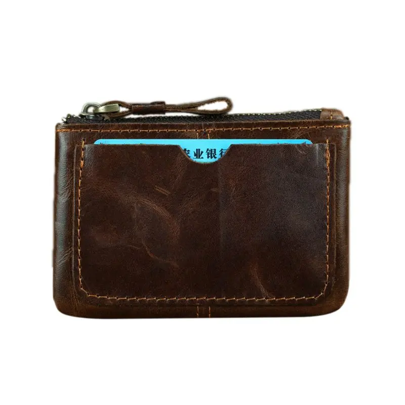 Винтажный кошелек унисекс из натуральной кожи для монет денег кредитных карт
