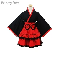 made for you handmade gothic lolita black and red long sleeves kimono dress