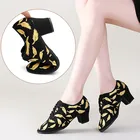 Женские туфли для латиноамериканских танцев, танцевальные туфли для выступлений с золотистыми перьями, обувь для современных танцев, 3,5 см