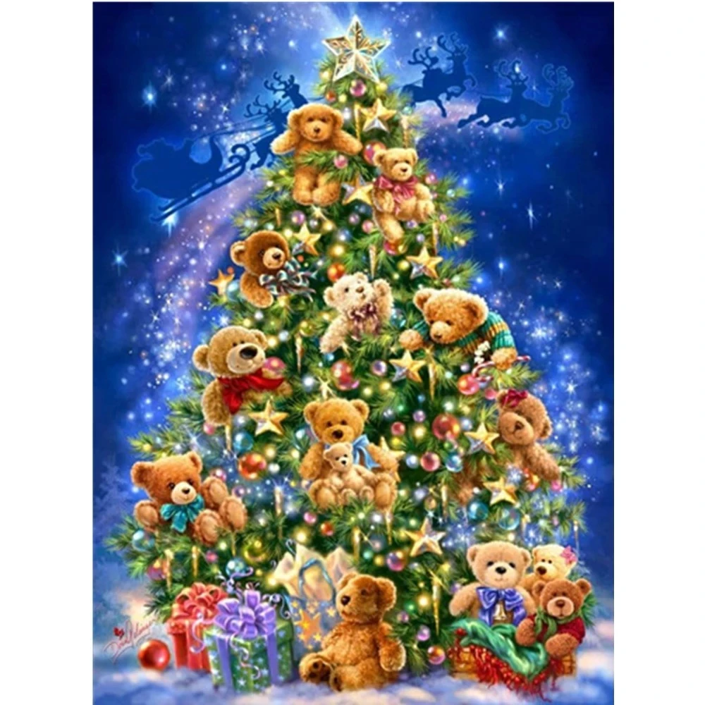 

5D DIY diamond painting full circle diamond "Christmas Bear" cross stitch mosaic home wall decoration gift