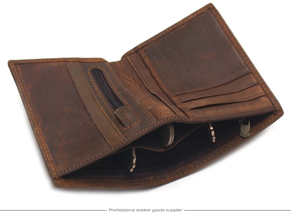 Crazy Horse Leather Men's Top Layer Leather Lattice Wallet Business Real Leather Luxury And Classical Design Mens Small Wallet