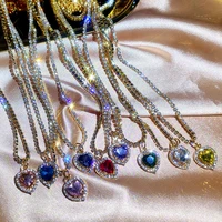jjfoucs fashion romantic heart crystal pendant necklace gold silver color necklace women bohemia elegant charm jewelry gift