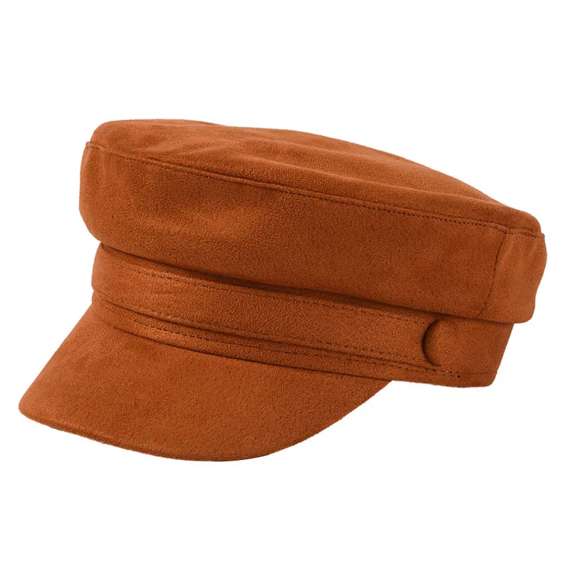 caramel colour Осенне-зимняя одноцветная Кепка с плоской подошвой, военная Кепка, Мужская армейская шляпа, шляпы матроса, женские шляпы армейские кепки - Цвет: caramel colour