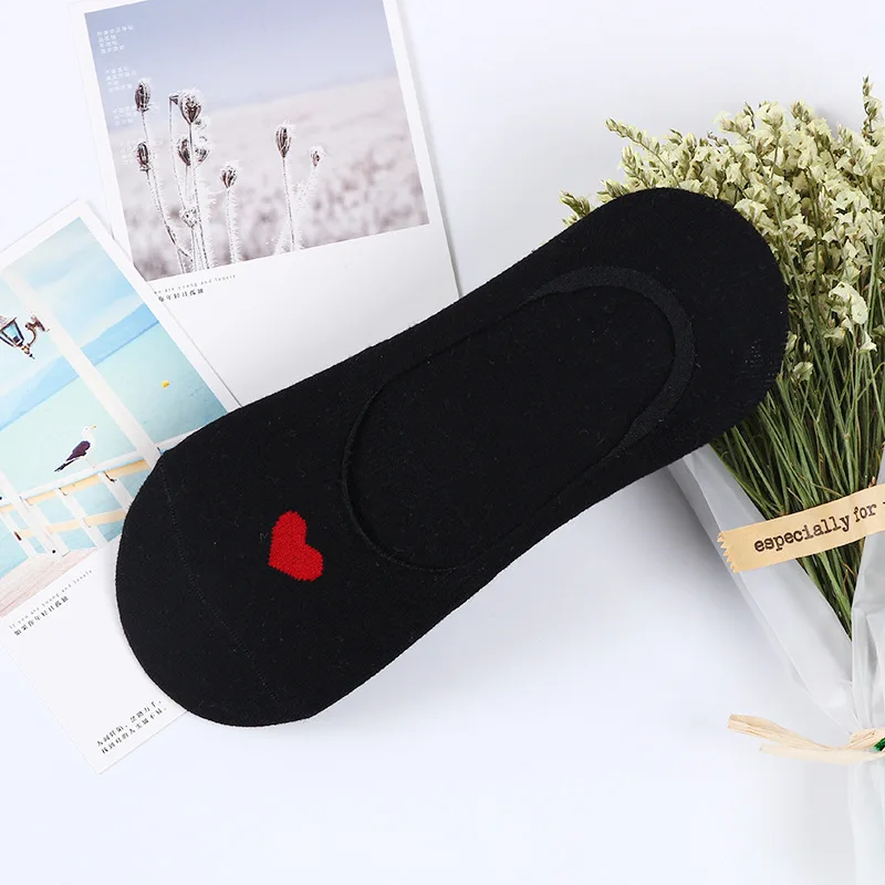 

heart Invisible Short Woman Sweat summer comfortable cotton girl women's boat socks ankle low female 1pair=2pcs X117