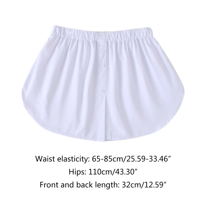 

Women Decorative Skirt Solid Color A-Line False Fake Hem Button Solid Color Elastic Waist Layered Detachable Apron
