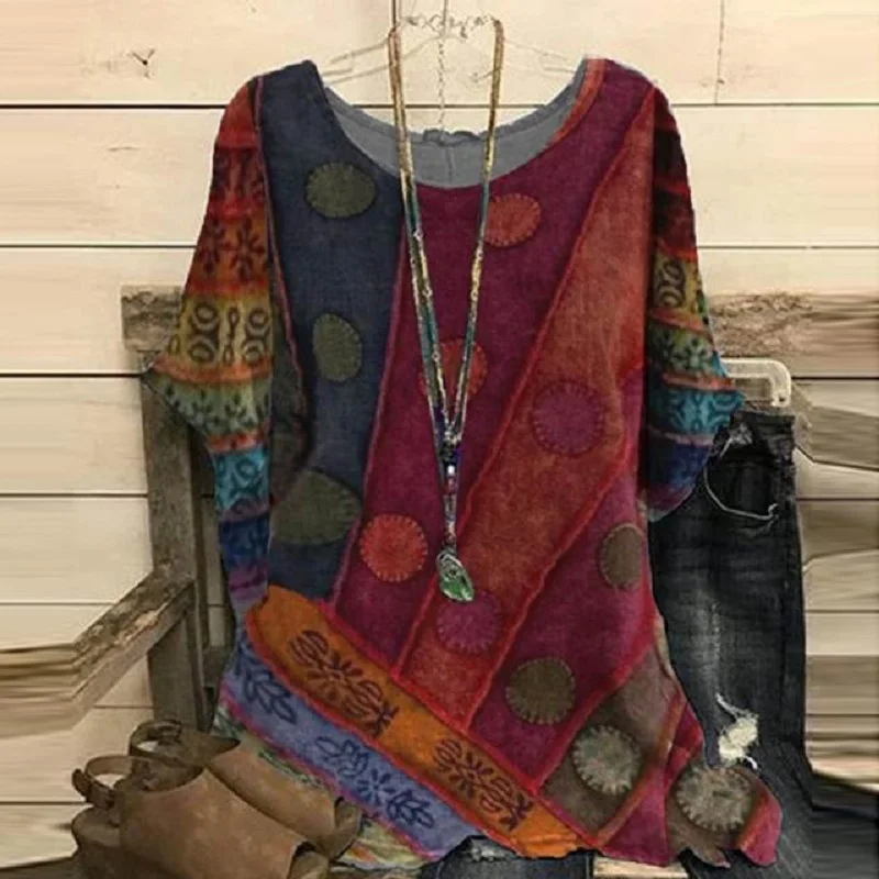 

Blouses Woman Flower and Butterfly Print Cotton Blend Shirts Vintage O-Neck Short Sleeve Summer Tops Blusas Mujer