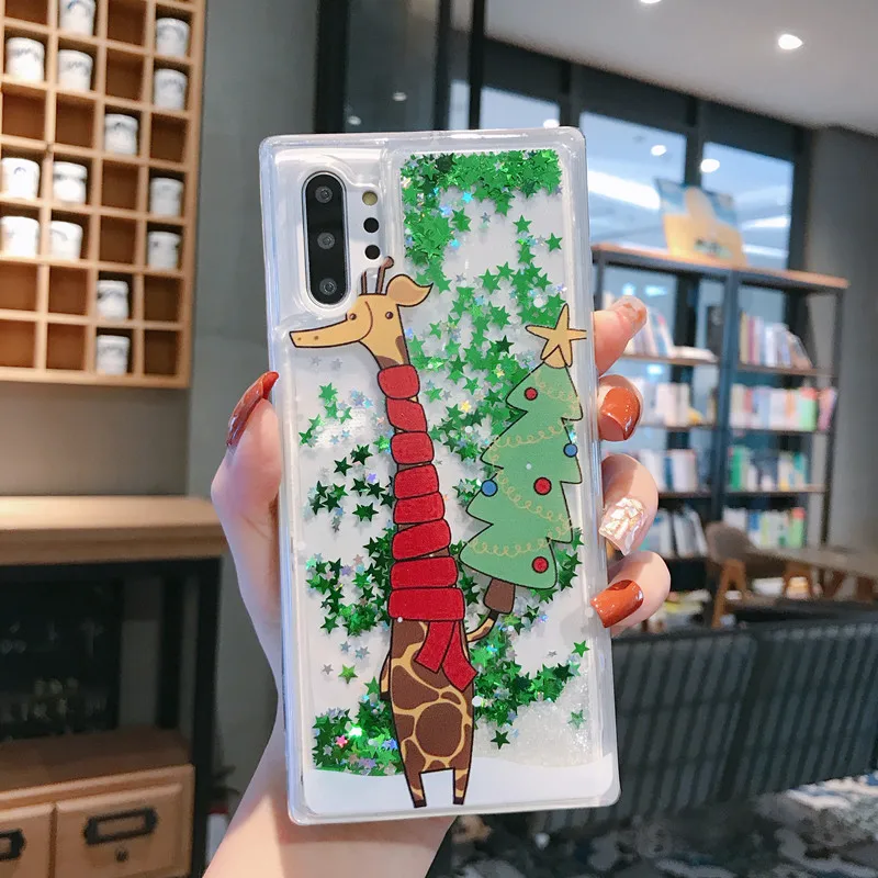 Чехол для samsung Note 10 Plus S10e S10 S9 S8 S7 Edge чехол Рождество Санта Клаус Лось Блестящий