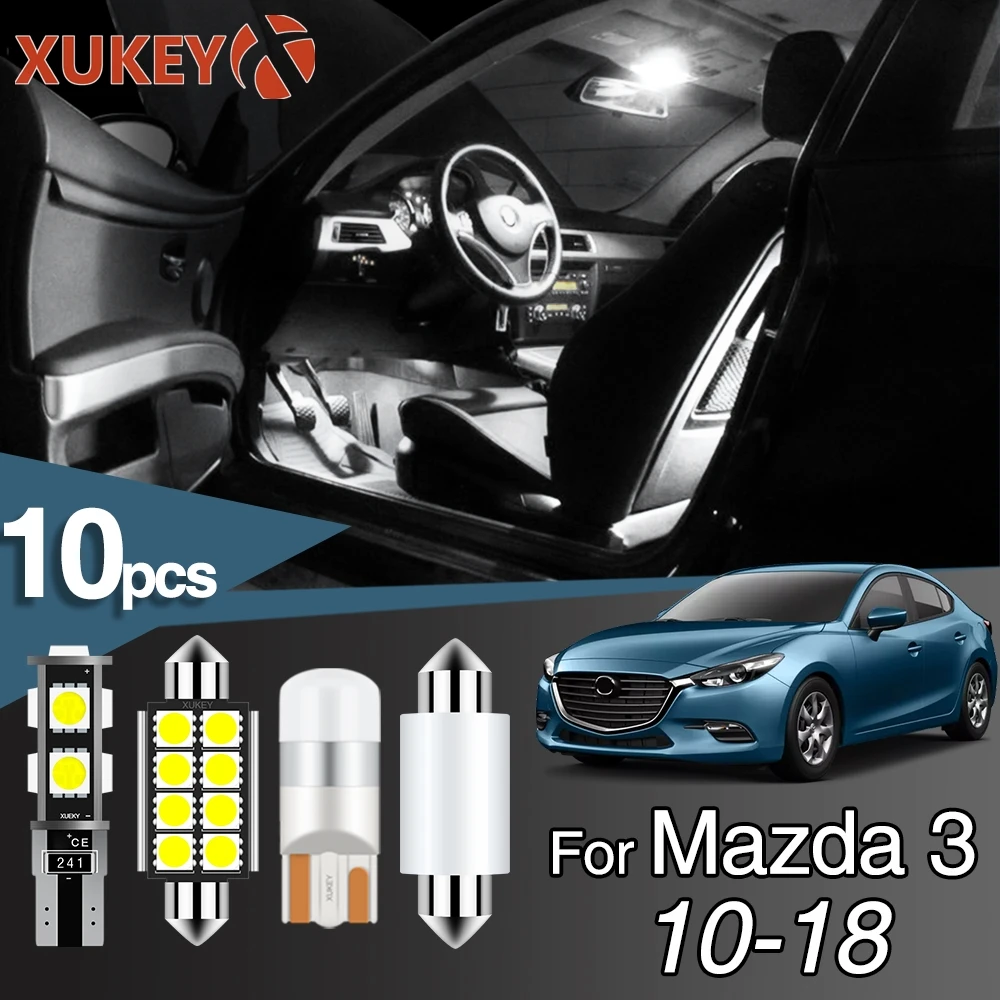 Xukey 10x Автомобильный светодиодный комплект для Mazda 3 BL BM BN 10-18 Купол Карта дверной номерной знак 194 T10 W5W 168 лампы белый CANbus