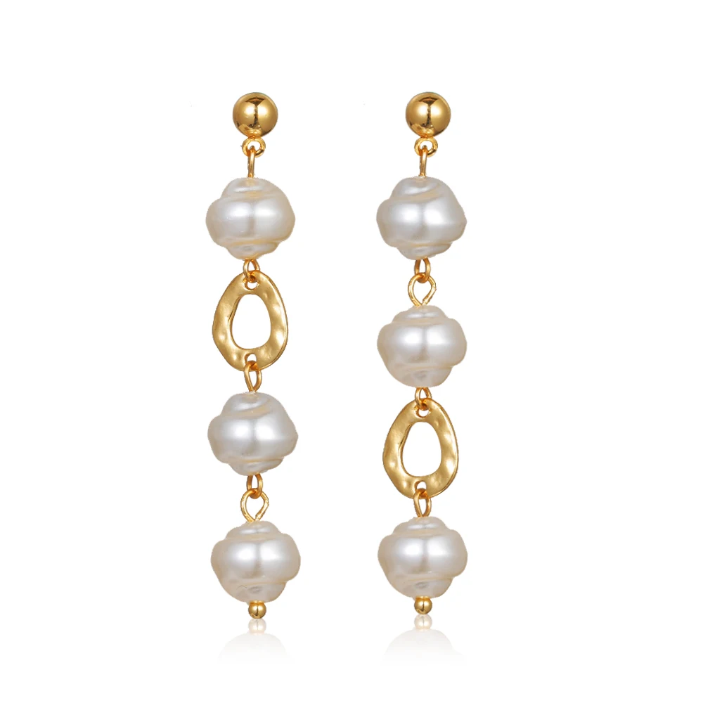 1 пара элегантных женских белых жемчужин металлическая Золотая Сережка-капелька