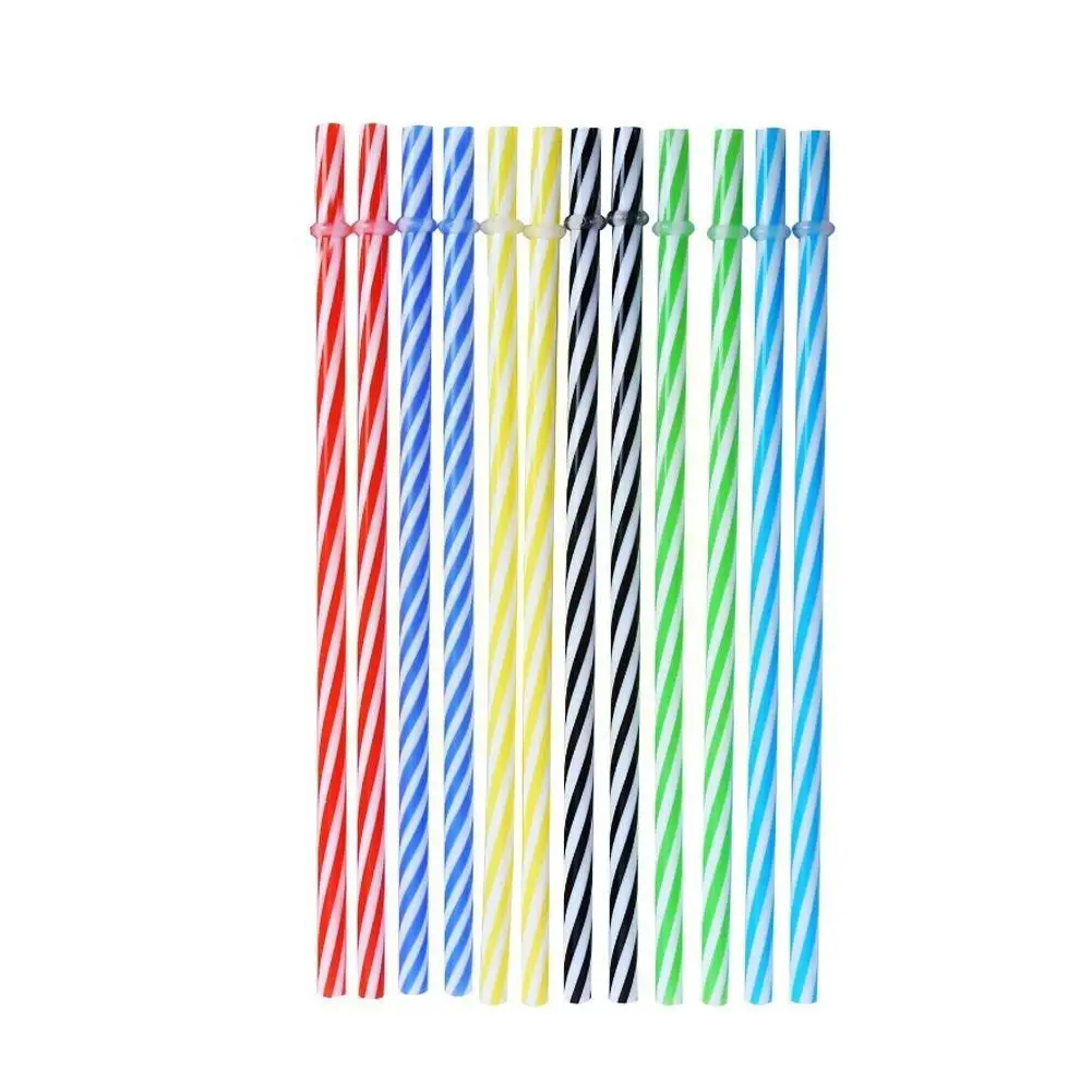 

10 Pcs Colorful Reusable Hard Plastic Stripe Drinking Buckle Independent Color Random Straws Party 19cm Packaging Decoratio W7a4