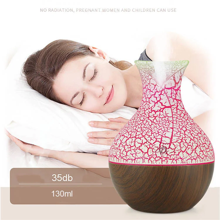 

7 color led light humidifier 130ml USB electric aromatherapy air diffuser wood ultrasonic air humidifier essential oil