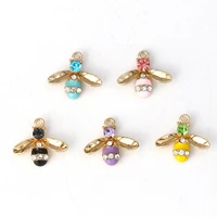 doreenbeads 10 pcs zinc based alloy enamel charms pendant bee animal gold color clear rhinestone pendant for jewelry making