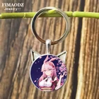 Классический брелок для ключей Honkai Impact с 3 фигурками, дизайн с кошачьими ушками, стеклянный купол, милые брелоки с подвеской для женщин, поклонников, подарки для друзей