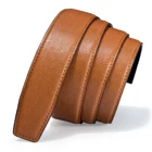 Ремень из натуральной воловьей кожи Hi-Tie, сменные ремни для автоматической пряжки без пряжки, ширина 3,5 см, мужские коричневые деловые ремни