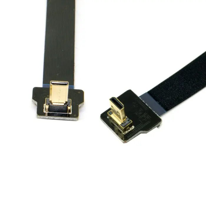 Прямоугольный FPV Micro HDMI совместимый штекер к HDTV FPC плоский кабель 90 градусов вверх