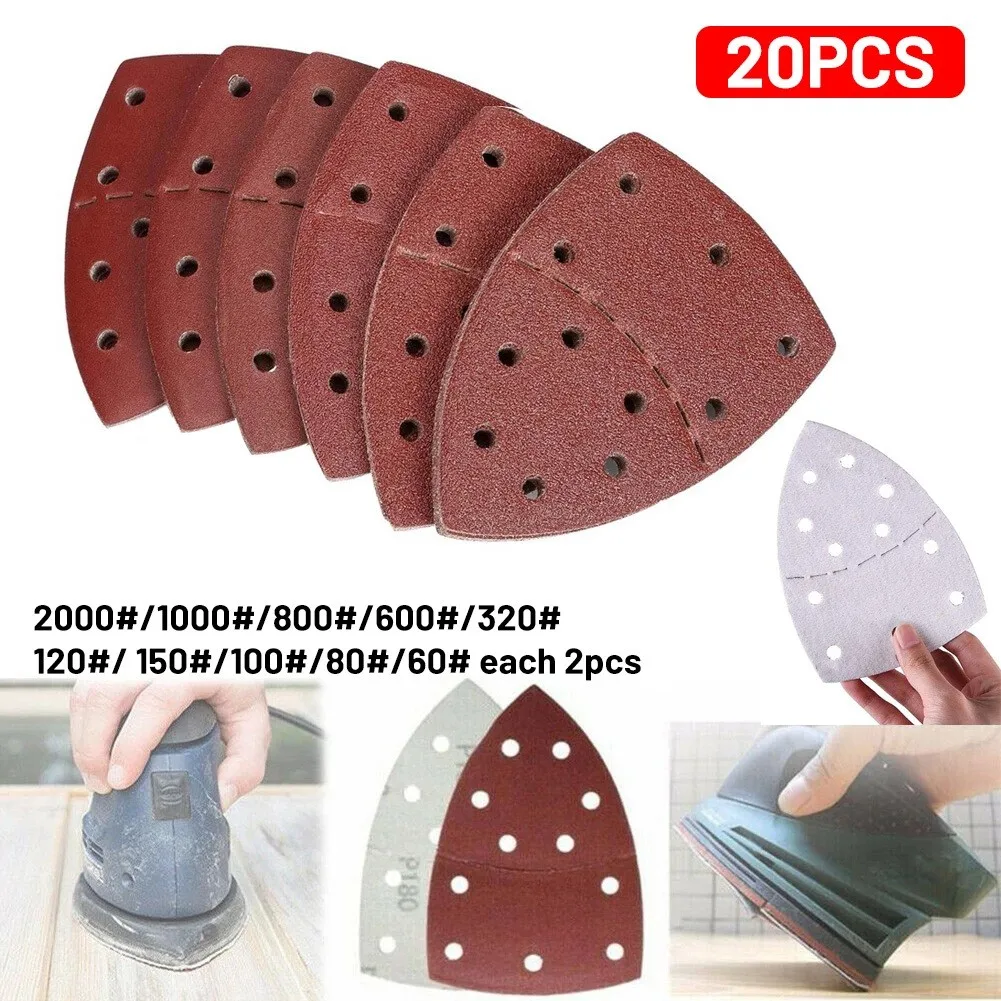 

20 Pcs Sanding Paper Abrasive Sanding Sheets 60-2000 Grit Polishing Accessories For Bosch PSM 100A Detail Palm Sander