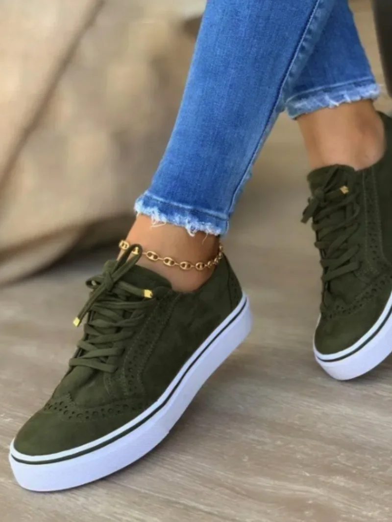 

Women's 2021 Ladies Lace-up Platform Flat-Bottom Ladies Cashmere Vulcanized Ladies Casual Fashion Spring Autumn Walking Shoes