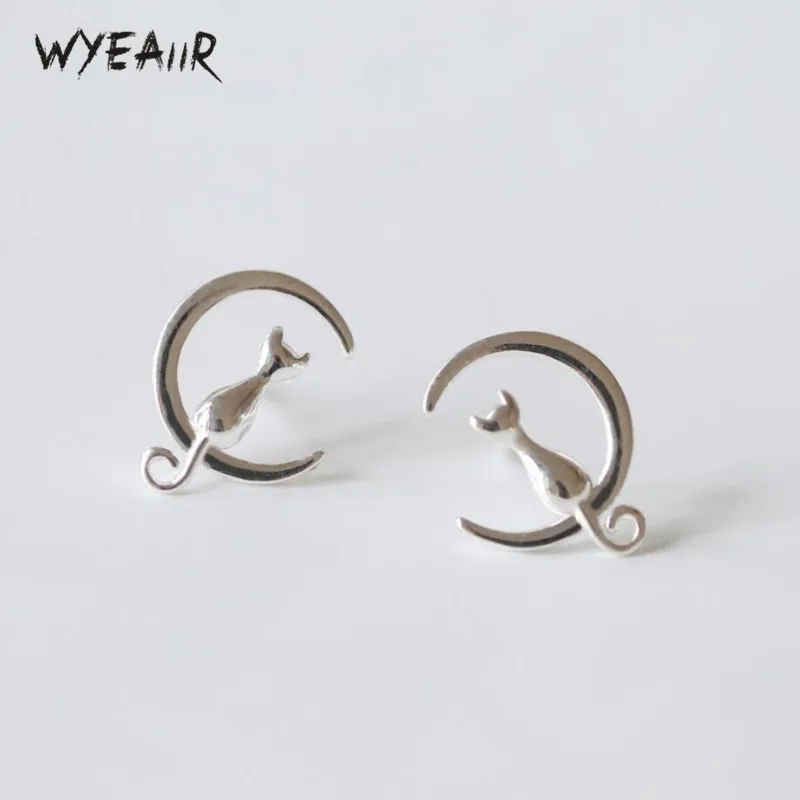 Женские серьги гвоздики WYEAIIR оригинальные гипоаллергенные романтические луна