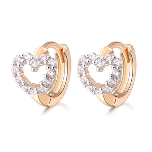 Женские серьги-кольца с фианитами, золотистого цвета, 12E18K-52