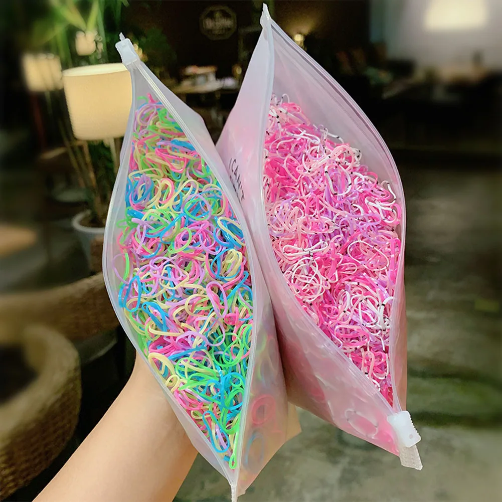 

New Fashion 1000pcs/Pack Thin Elastic Rubber Bands Korean Style Basic Girl Women Headwear Hair Accessories Tie Gum Headband