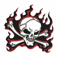 personality car sticker re red flame skull personality the tail of the car decal sunscreen waterproof pvc 12 7cmx12 6cm