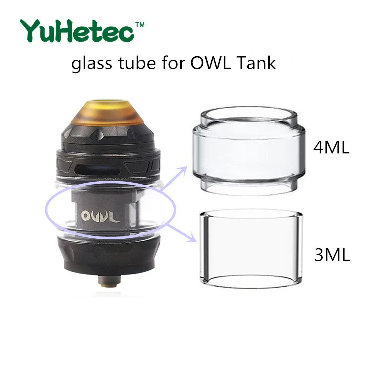 

2PCS YUHETEC glass tube for Advken OWL Tank /Owl Startert Mechanical Mod Kit