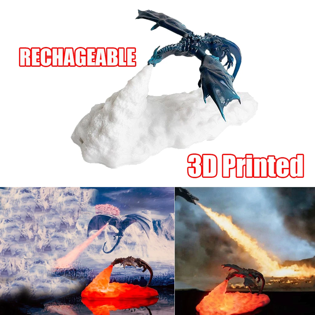

3D Printed Dragon Lamps USB Night Light Table Lamp Home Bedroom Best Gifts