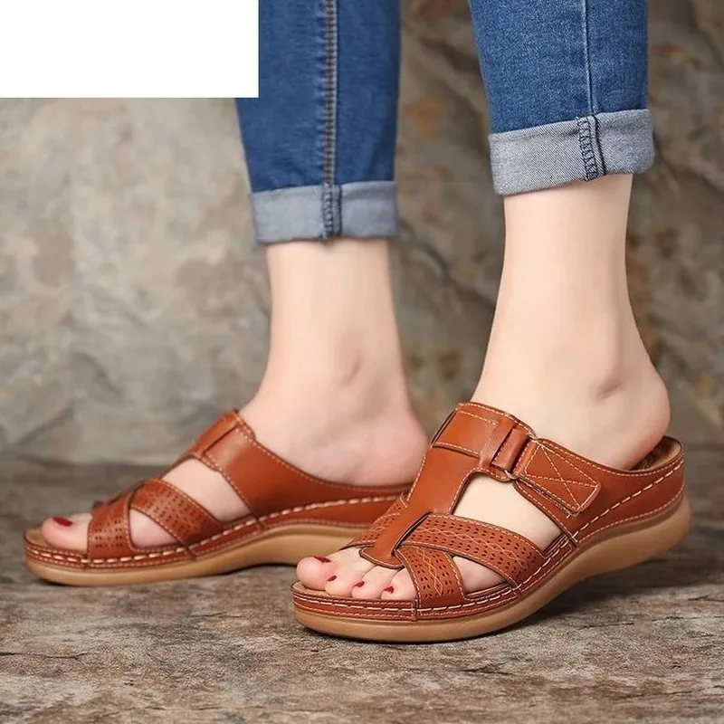 Сандалии женские ортопедические с открытым носком очень мягкие босоножки на