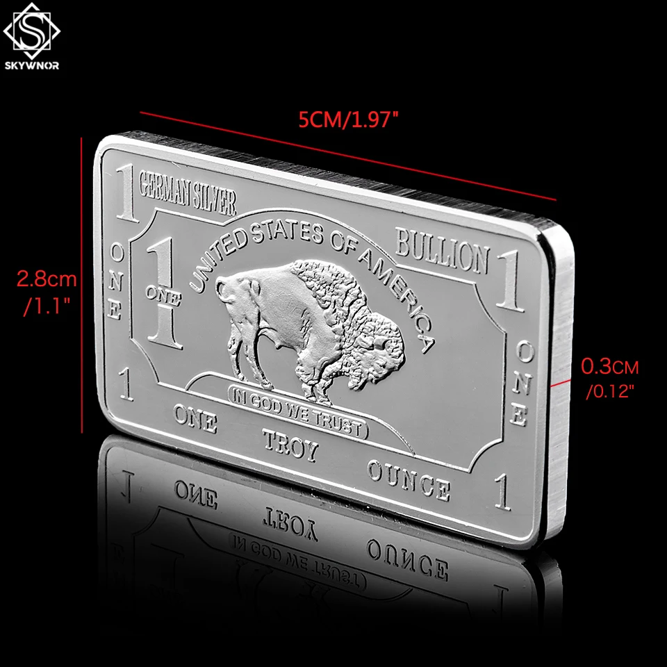 German Mint 1 Troy Ounce Buffalo Silver Bullion Bar Replica Coins Collection | Non-currency