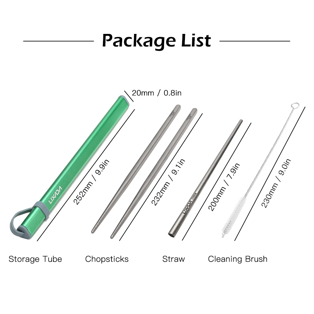 Lixada Титановые палочки для еды Питьевая соломенная чистящая щетка набор столовых