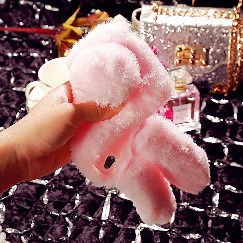 Luxury 3D Rabbit Fur Case Hair Soft Cover for Samsung Galaxy J4 J6 Plus A6 A8 J2 PRO 2018 J5 J3 J7 2017 2016 phone bag Coque |