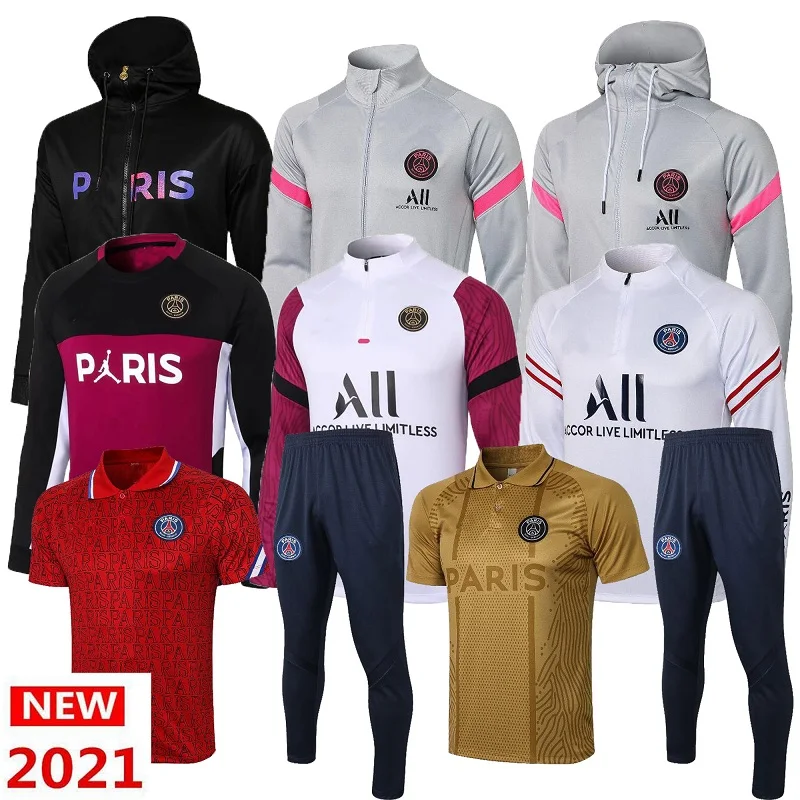 

Full Zip Hoodie Jacket Soccer Hooded Sweat Jacket Football Tracksuit 2020 2021 Training Suit Winter Pants Full Kit