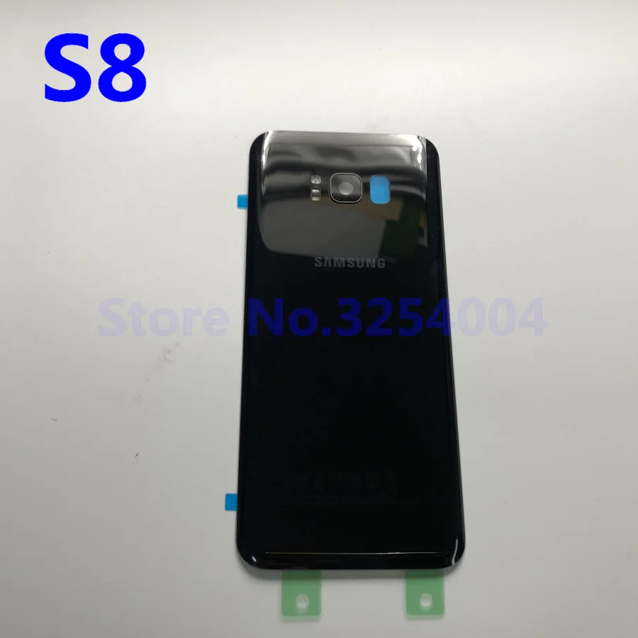 S8 Black Чехол на заднюю батарейку для samsung Galaxy S8 G950 S8+ G955 S8 Plus Задняя стеклянная крышка корпуса+ клей+ стеклянная рамка для объектива камеры - Цвет: S8 Black