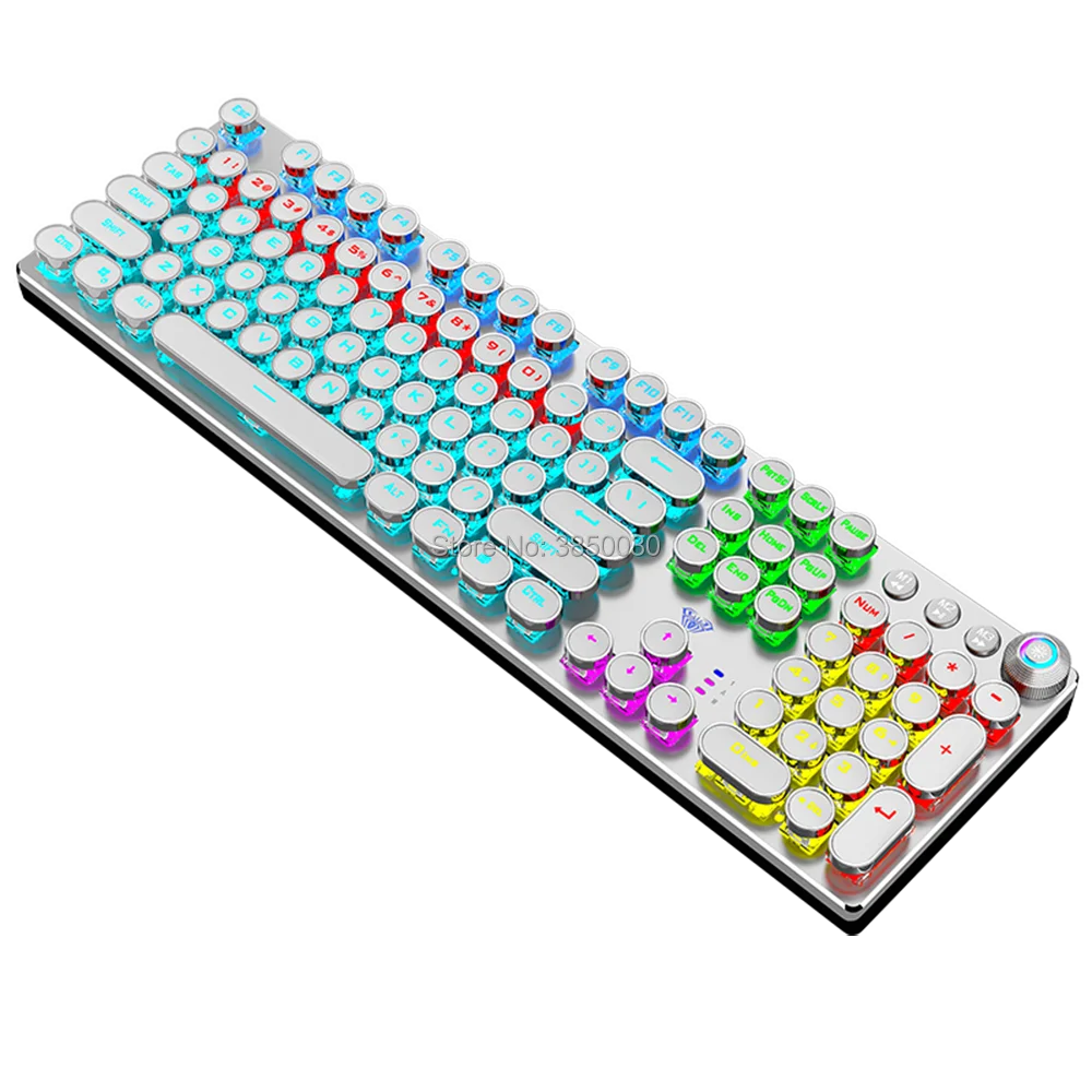 Игровая Механическая круглая панковская клавиатура синий черный коричневый