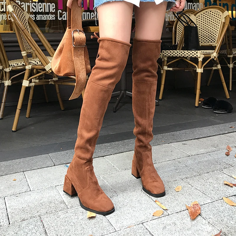 

Autumn and Winter Boots High Heels Ladies Lace-up Ankle Boots Women Square Toe Ladies Casual Shoes 2020 Large Size 33-43